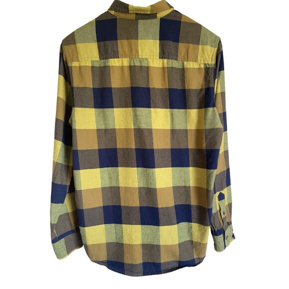 Oakley Size Medium Yellow Black Plaid Button Up Long Sleeve Collared Shirt 100% - Picture 2 of 8